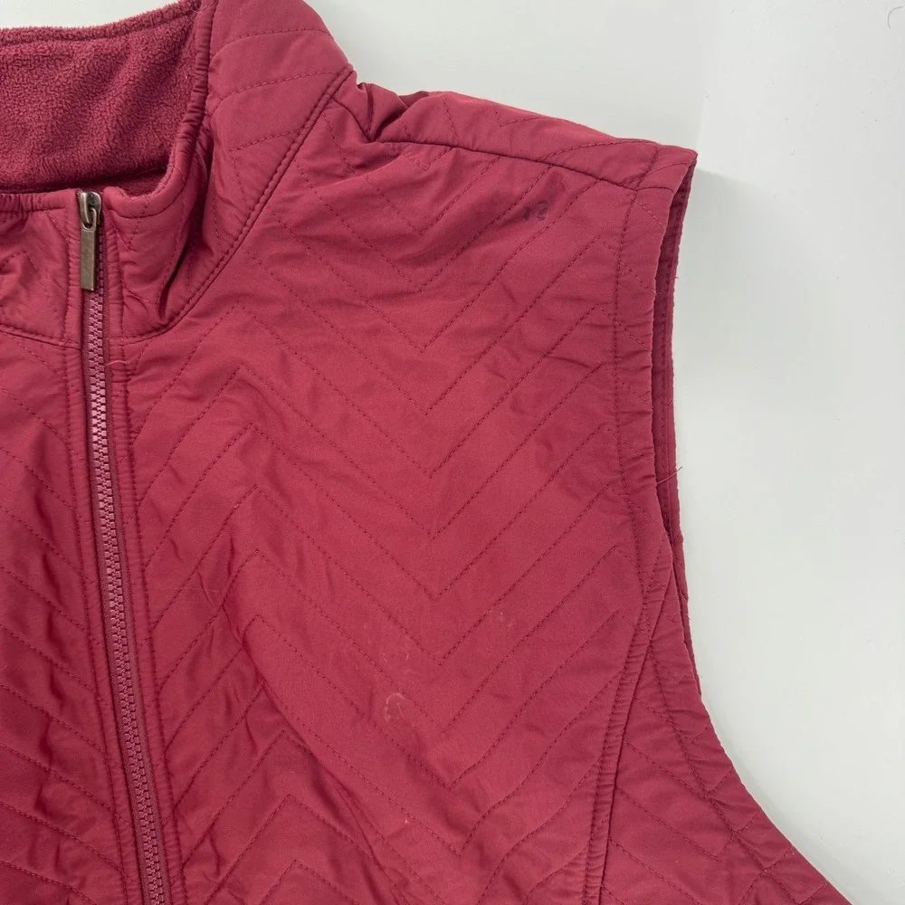 Blue Mountain Quilted Vest Women 3X Burgundy Fleece Lined Zip Outdoor Gorpcore